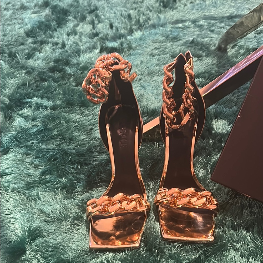 Versace Gold High Heeled Platform Sandals